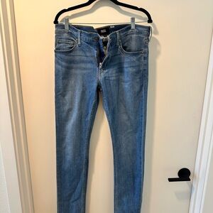 PAIGE Blue Skinny Jeans with Stretch and Faded Wash